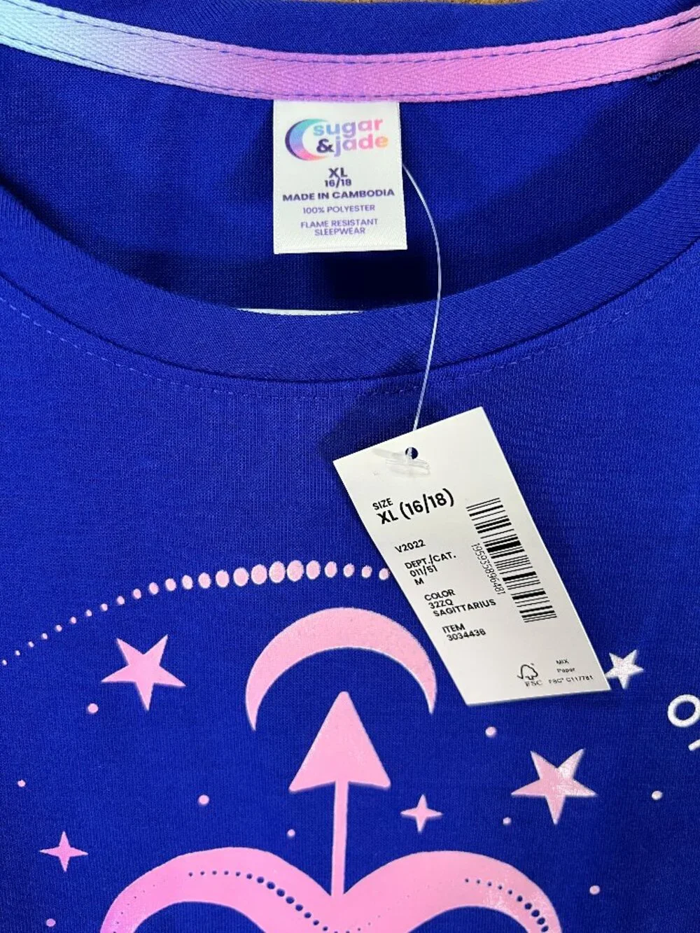 Sugar & Jade Girls Pajama XL (16-18) Graphic Tee Zodiac Sagittarius NWT